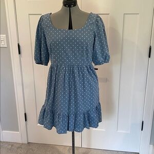 LOFT Blue Dress with White Dots